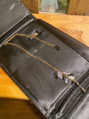 Gold filled black and clear crystal necklace